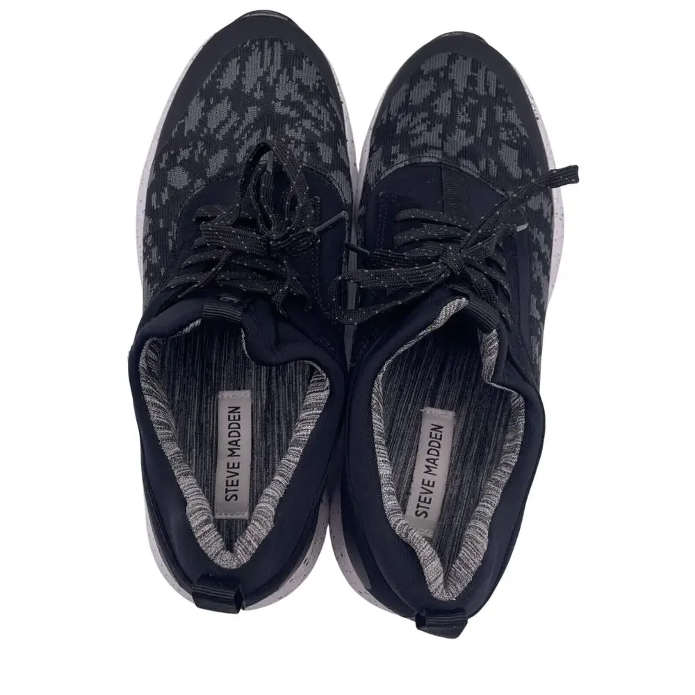 Steve Madden Camper Black Grey Low Knit Shoes Sneakers Casual Mens Size 10